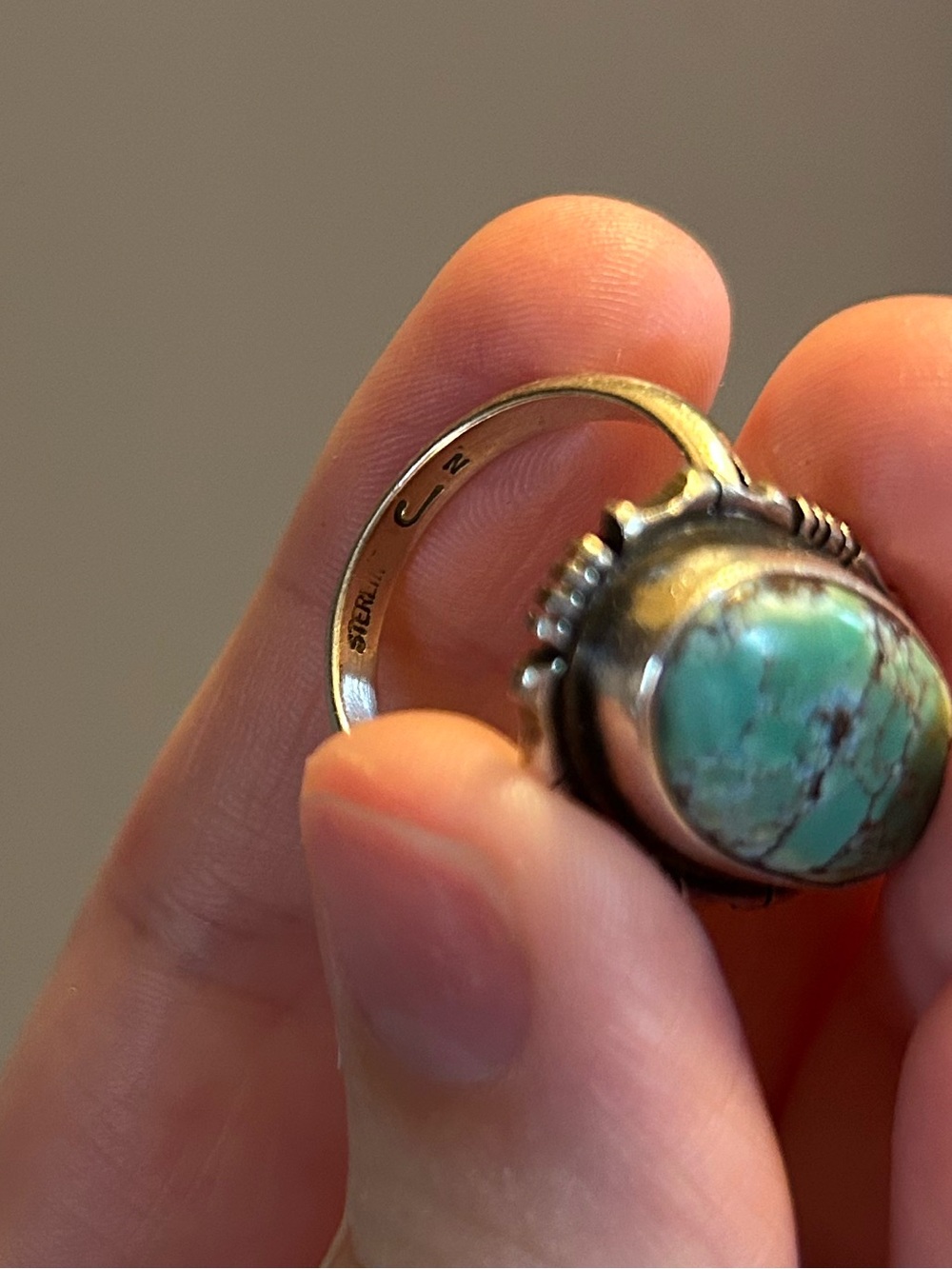 Golden Hills Turquoise Oval Sterling Silver Ring - Picture 2 of 3